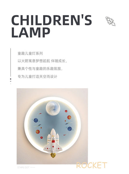Modern Kids Room Ceiling Fan Light Cartoon Moon Astronaut children bedroom hanging Light