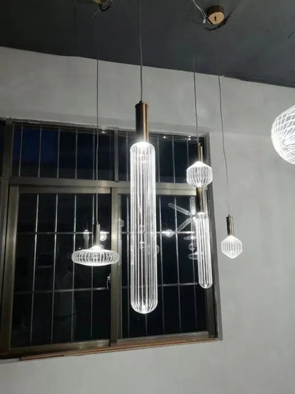 Cipher Multi Pendant light Luxury Clear Glass pipe Chandelier