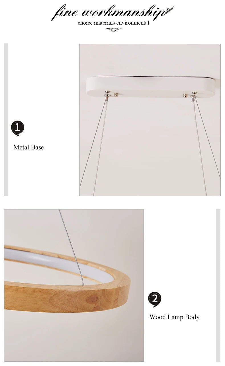 Japanese hanging lamp LED 2 round pendant light design wood light