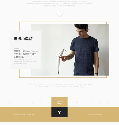 Perch Light Chandeliers designer bird lamps For Restaurant Children's Room paper cranes origami lamp bedroom room Swing light