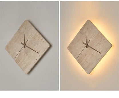 Creative Cave Stone Clock Wall Lamp Wabi Sabi Background Wall Light sconce