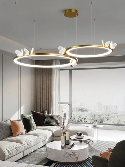 Nordic ring pendant light Acrylic butterfly lights Creative Gold luxury pendant light