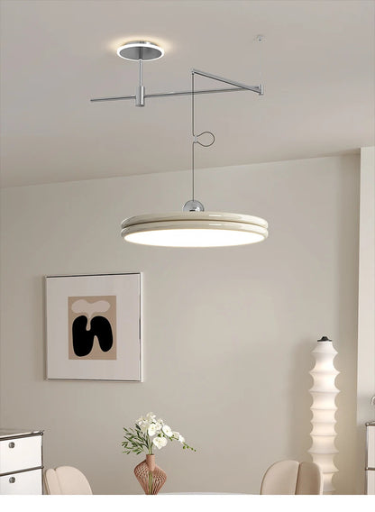 French Flying Saucer Pendant Light Creative Design Extendable Rotating Long Pole Lamp