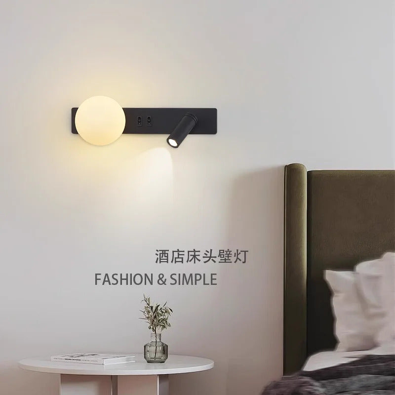 Nordic minimalist bedside wall light Modern moon with spotlights Adjustable wall lamps