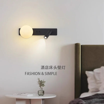 Nordic minimalist bedside wall light Modern moon with spotlights Adjustable wall lamps