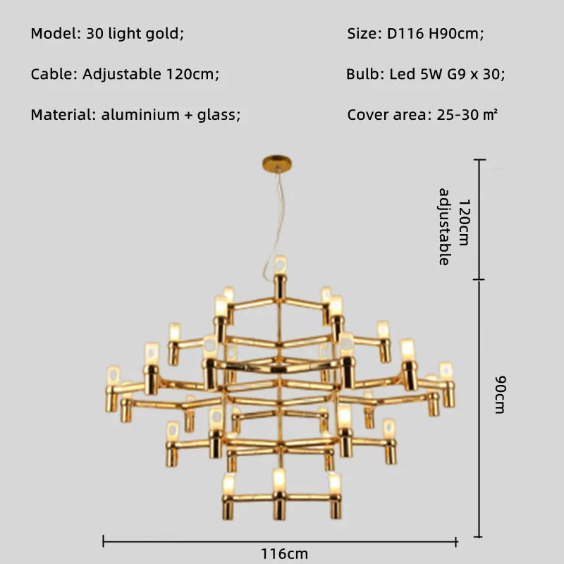 Crown Major Chandelier Nordic Tube Silver Chandelier Modern Led Luxury Chandelier