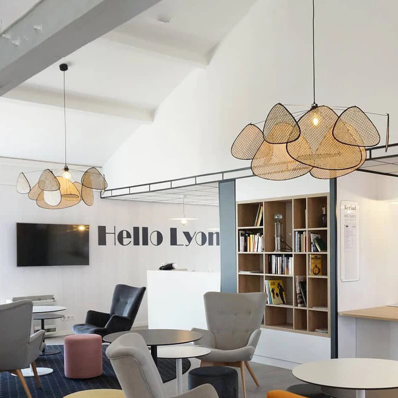 Rattan chandelier Wicker Suspension lamp