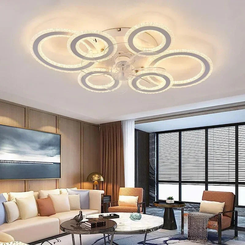 living room ceiling fan light Nordic LED remote control living room cooling fan light