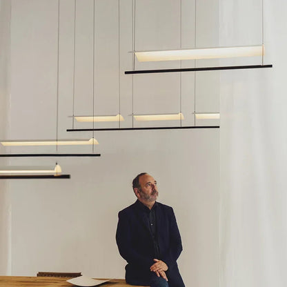 Nordic minimalist Linear Chandelier Modern black white industrial long Pendant Lamp