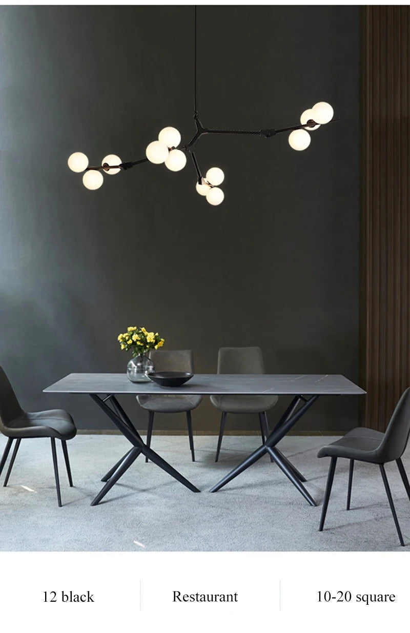 Nordic tree branch ball chandelier Modern white glass ball Led Pendant lights