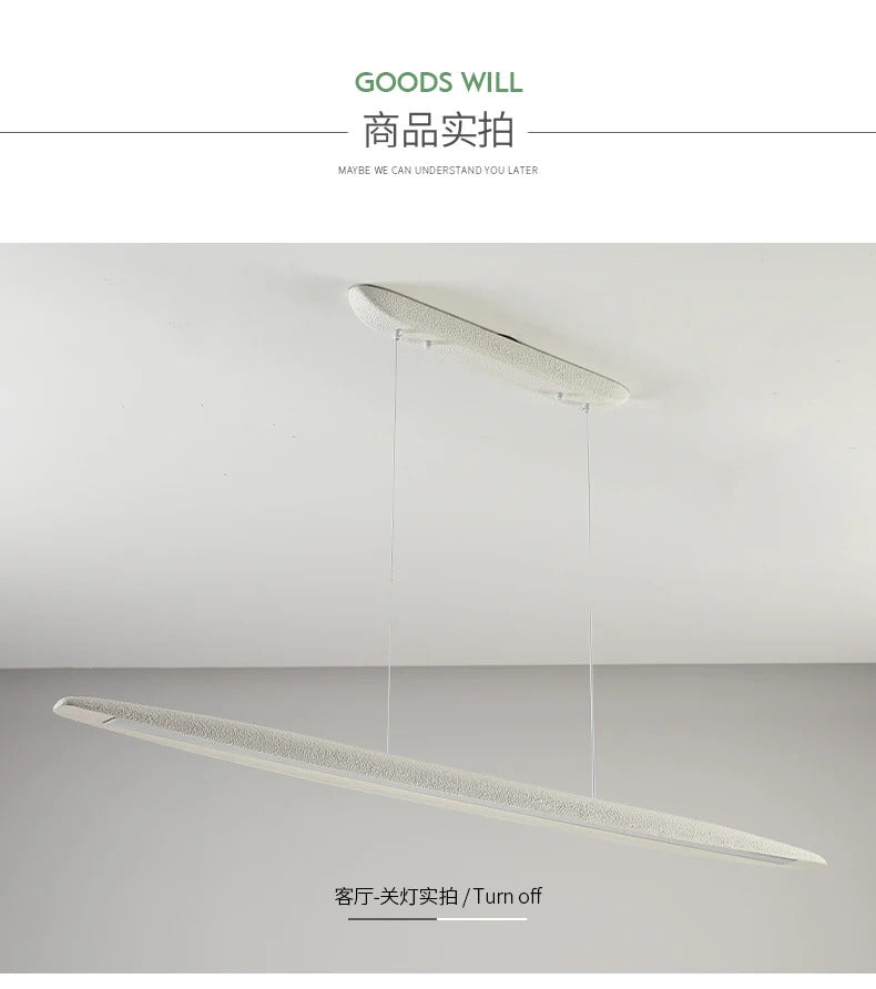 Minimalist Long Strip Wabi Sabi Dining Room Pendant Lamp Tea Bar Cafe LED Ceiling Chandelier