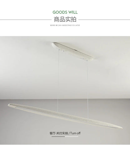 Minimalist Long Strip Wabi Sabi Dining Room Pendant Lamp Tea Bar Cafe LED Ceiling Chandelier