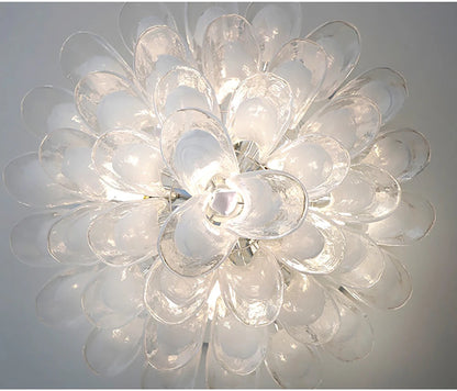 White Petal Glass Modern Romantic Artistic Ceiling Chandeliers Home LED Lighting Fixture Hanging Lamps for Living Room Decor