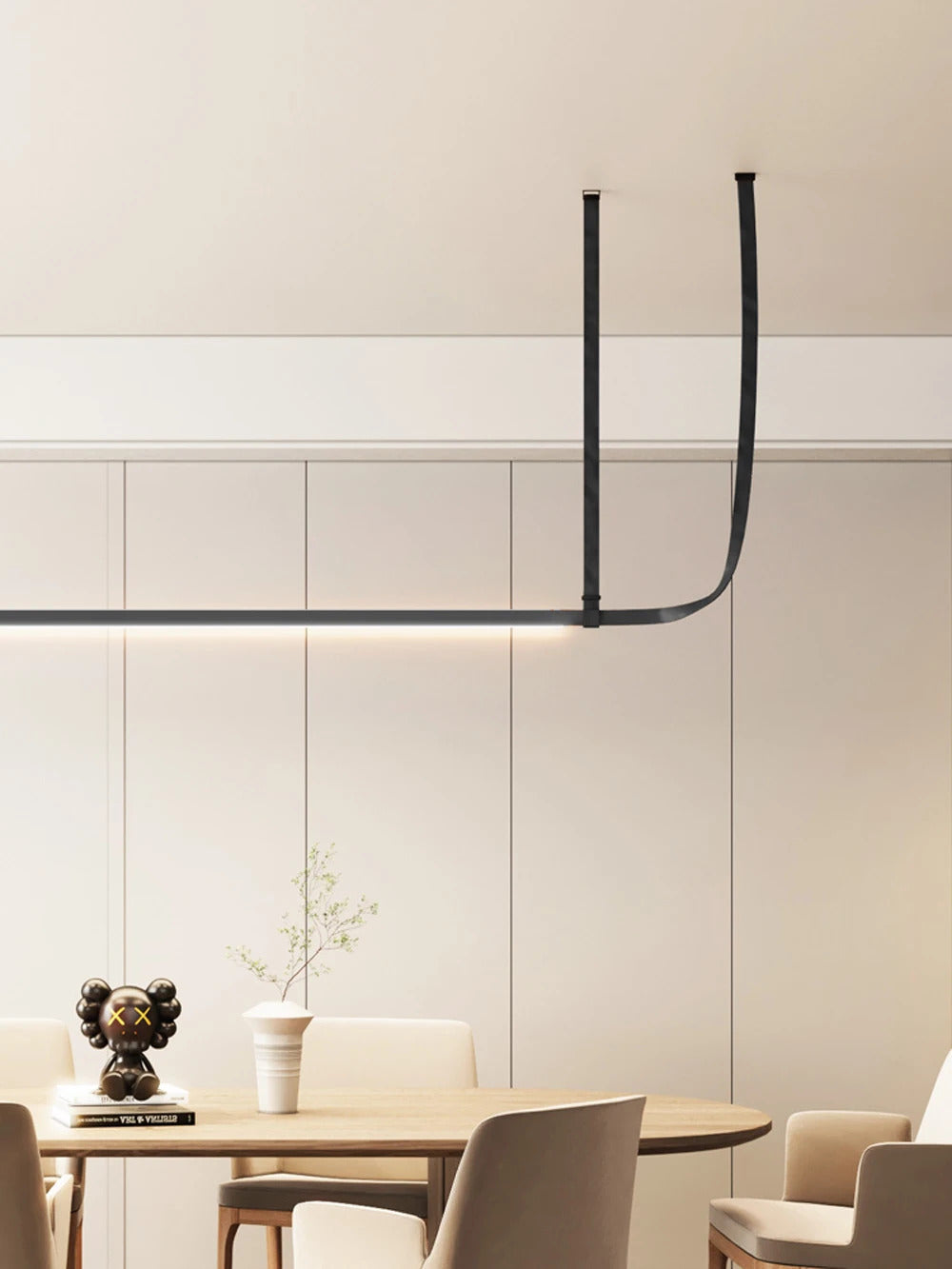 Modern Leather Chandelier LED Belt Fabric Pendant Lamp For Hotel Living Room Office Decor Minimalist Dining Table Hanging Lamp