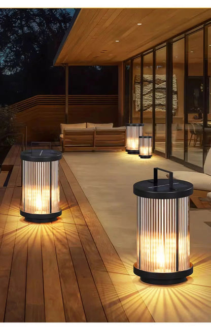 Modern Simple Clear Glass Landscape Lights Lantern Garden Solar Outdoor Light Courtyard Lawn Balcony Decoration Floor Lights