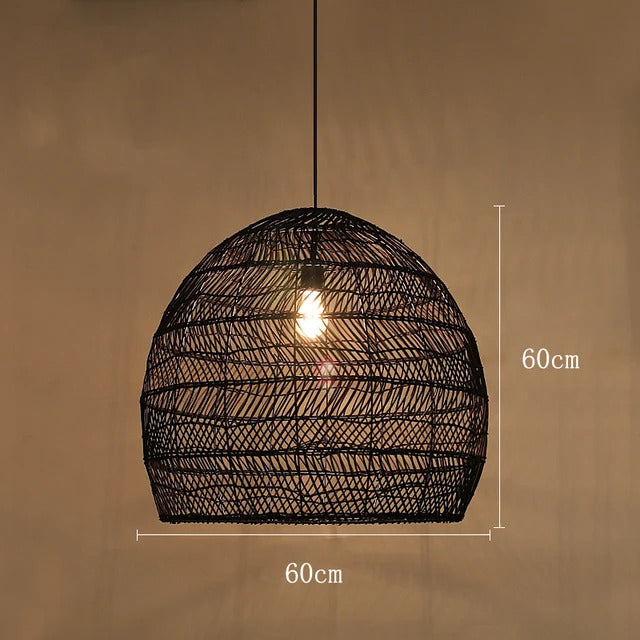 Natural Rattan wicker hanging lamp Chinese Style suspension