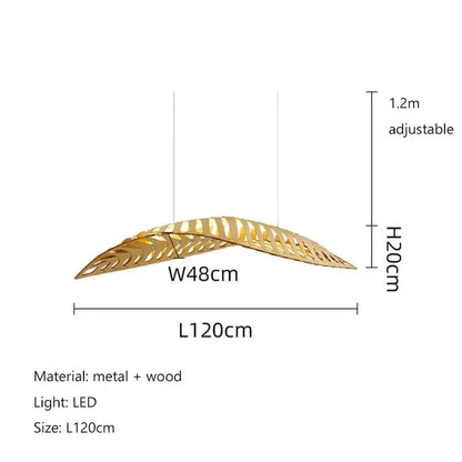 Japanese Wabi Sabi Leaf Chandeliers Art designer Fish Bone Retro Minimalist Pendant Light