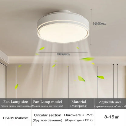 Modern Bladeless Ceiling Fans Round Flush Mount Fan Light