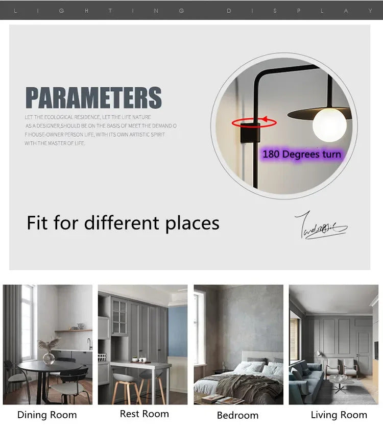 Nordic wall light living room Modern Minimalist Creative mirror wall Wall Lamp