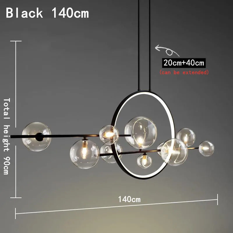 Nordic linear chandelier Kitchen Island light Restaurant ball glass lamp