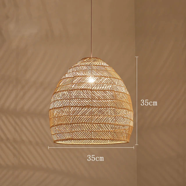 Natural Rattan wicker hanging lamp Chinese Style suspension