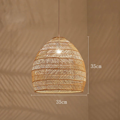 Natural Rattan wicker hanging lamp Chinese Style suspension