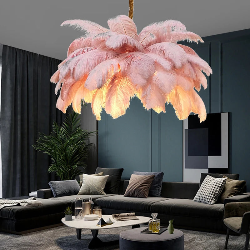 Ostrich Feather Chandelier Decor hall light