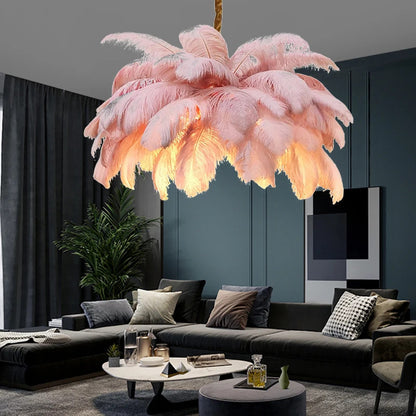 Ostrich Feather Chandelier Decor hall light