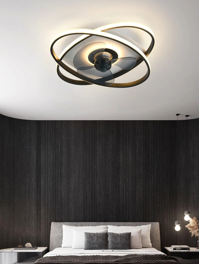 Modern bedroom decor led ceiling fan light lamp dining room remote control lamps