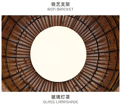 Natural handmade rattan floor lamp Japanese Outdoor waterproof Garden standing lamp