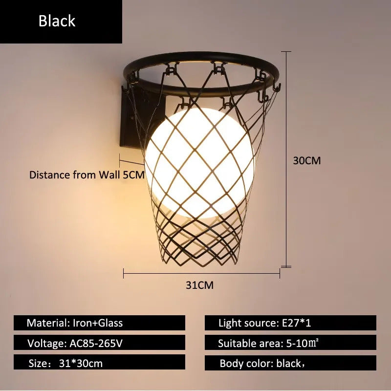 Basketball Wall Light Children boys Bedroom Wall Lamp Kids study Loft Sconce Light
