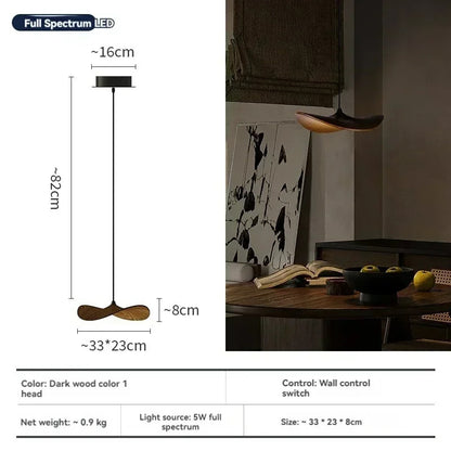 Japanese Lotus Leaf Chandelier Wabi Sabi Solid Wood Hanging Lamp