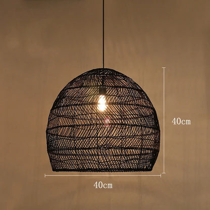 Natural Rattan wicker hanging lamp Chinese Style suspension
