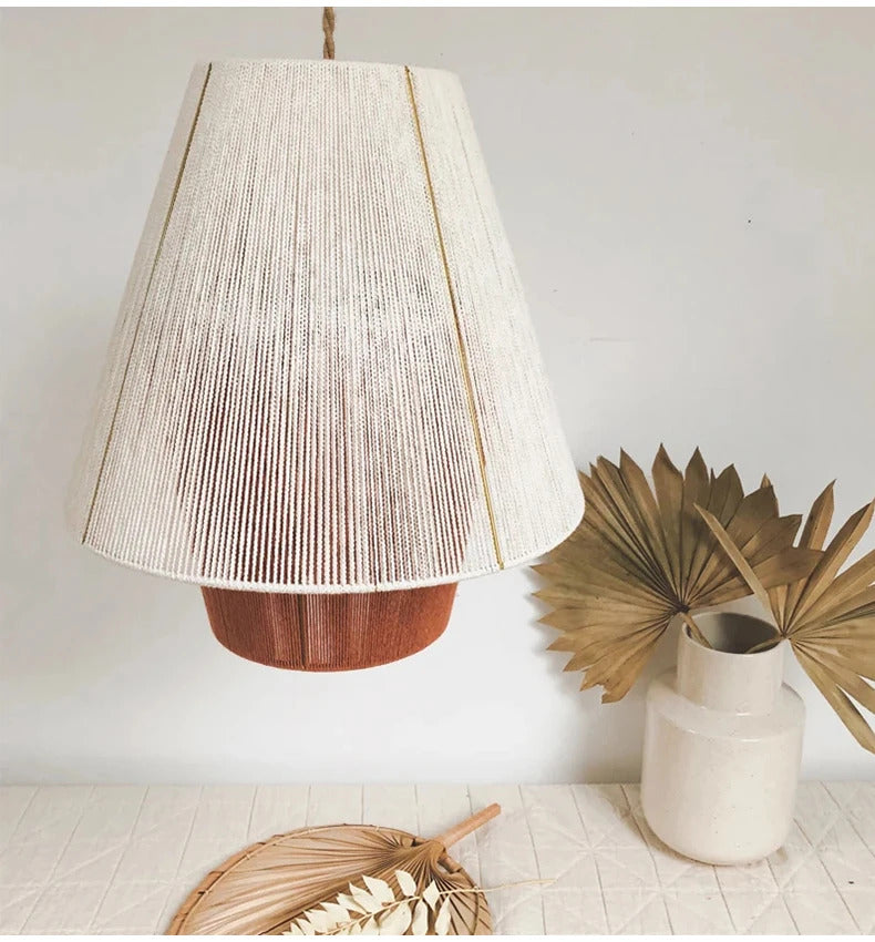 Vintage Wabi Sabi Pendant Lamp Hemp Rope Chandelier