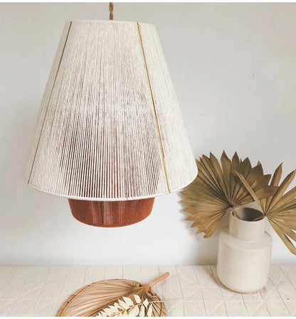 Vintage Wabi Sabi Pendant Lamp Hemp Rope Chandelier