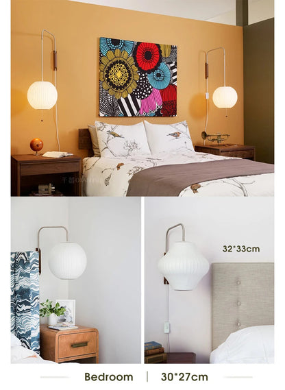 Nordic minimalist milk white wall lamp Danish designer Hand Woven Silk table light