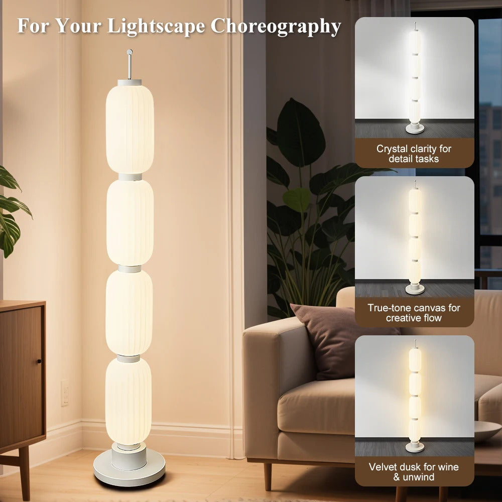 Modern Long Floor Lamp Nordic Minimalist Cream Lampshade Iron Base standing lights