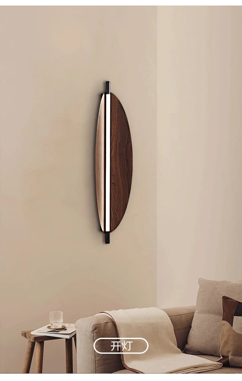 Thula leaf Wall Lamp Nordic Long minimalist wall light Japanese Wood Grain sconce