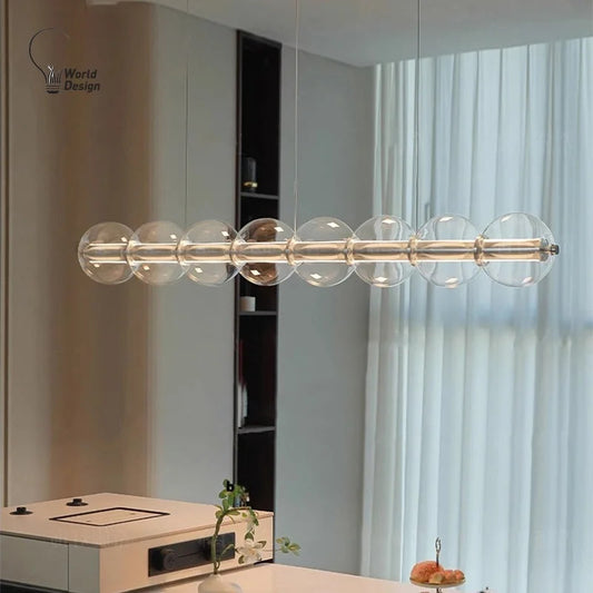 Italian Glass Bubble Pendant Light Dining Room Table Luce Sferica Glass Linear Lights Chandelier for Kitchen Island Bar Counter