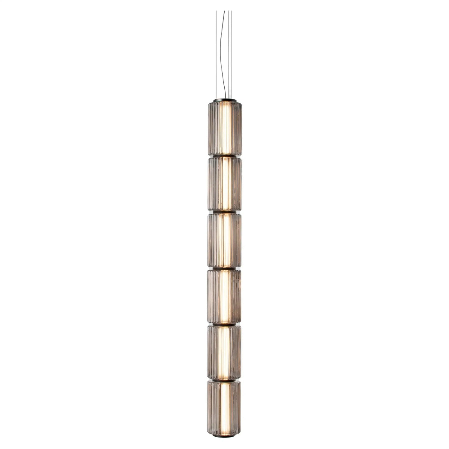 Restaurant Long Stripe Pendant Light Smoke Gray Glass Lampshade Nordic Led Hanging Light