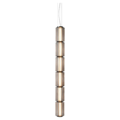 Restaurant Long Stripe Pendant Light Smoke Gray Glass Lampshade Nordic Led Hanging Light