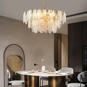 Nordic Luxury Glass Pendant Lamp Metal Crystals LED Chandeliers
