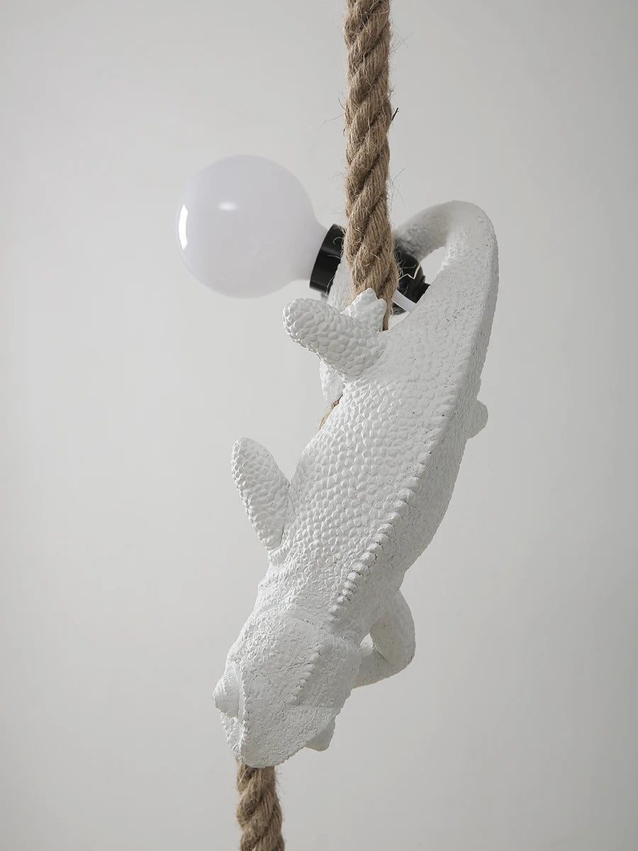 Resin chameleon pendant light Retro Hemp Rope Monkey Pendant Lamp