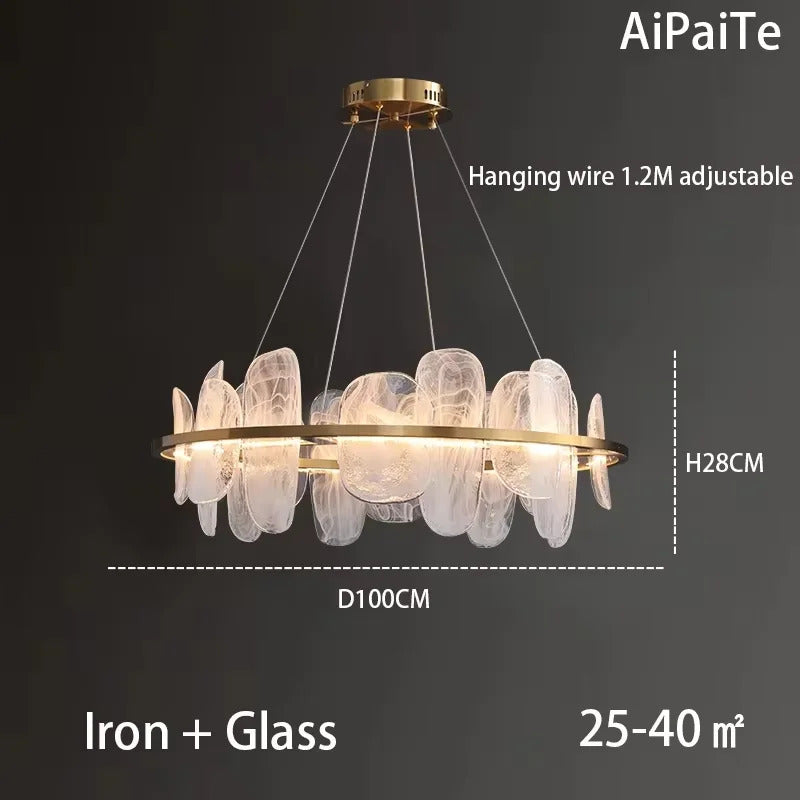 Modern Luxury crystals Ring Chandelier Italian designer glass golden pendant light