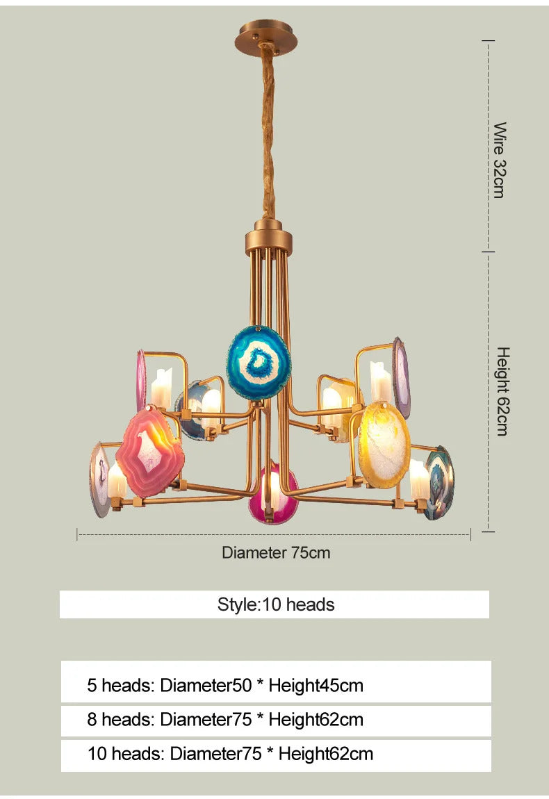 Two Tier Agate Nordic creative chandelier post-modern art deco lamp