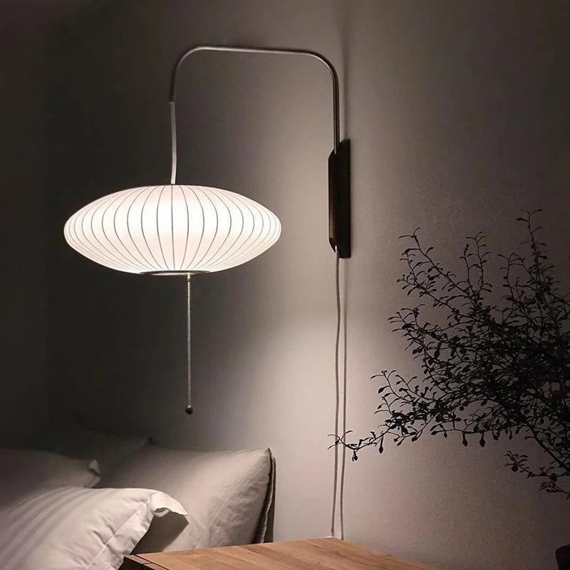 Nordic minimalist milk white wall lamp Danish designer Hand Woven Silk table light
