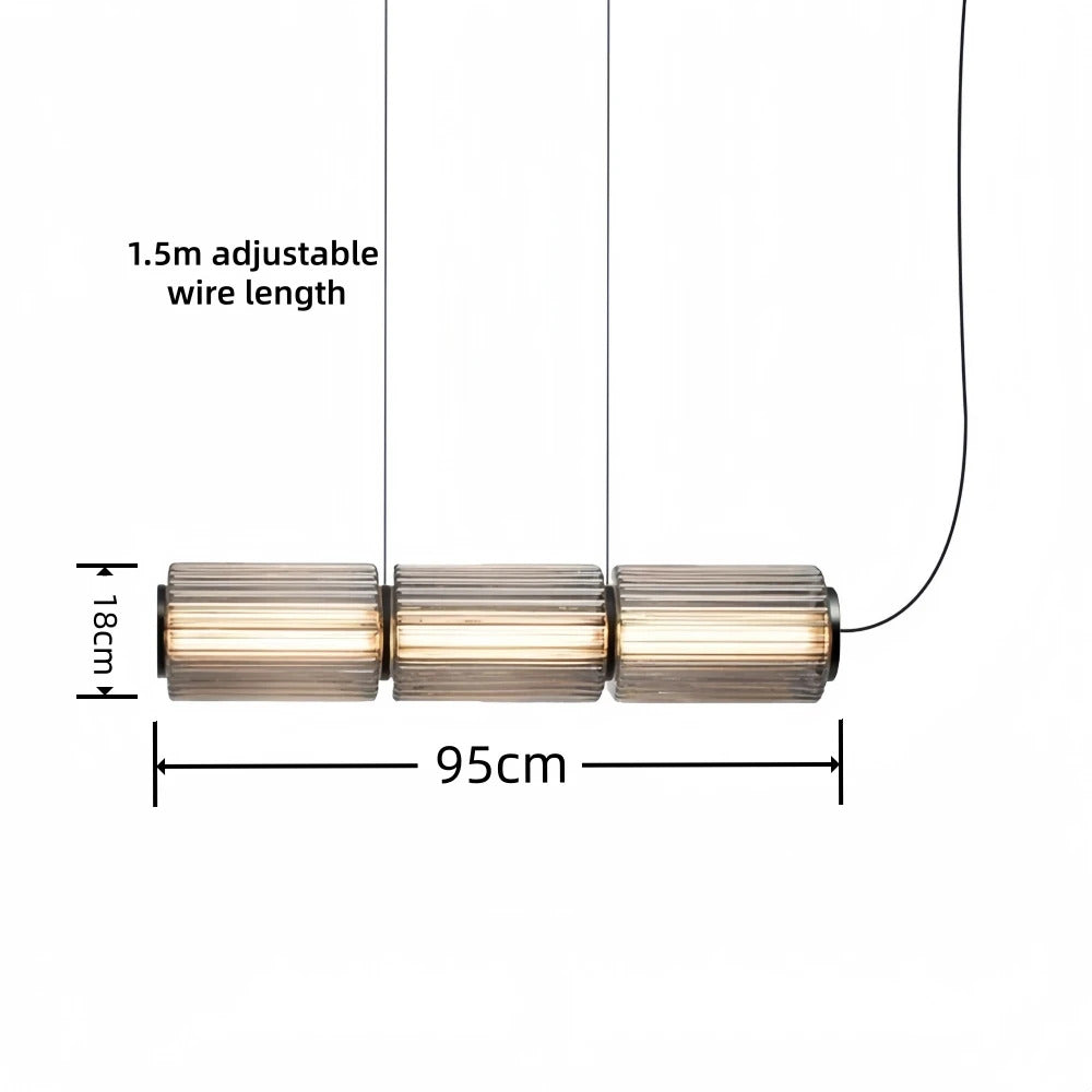Restaurant Long Stripe Pendant Light Smoke Gray Glass Lampshade Nordic Led Hanging Light Living Dining Room Decor Pendant Lamp