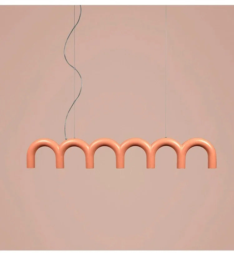 Oblure Arch Chandelier Post Modern Design Pendant Light for Coffee living Room Kitchen U shaped Lamp Blue Metal macaron lamp