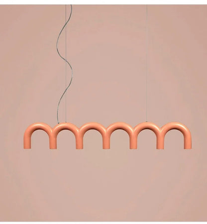 Oblure Arch Chandelier Post Modern Design Pendant Light for Coffee living Room Kitchen U shaped Lamp Blue Metal macaron lamp