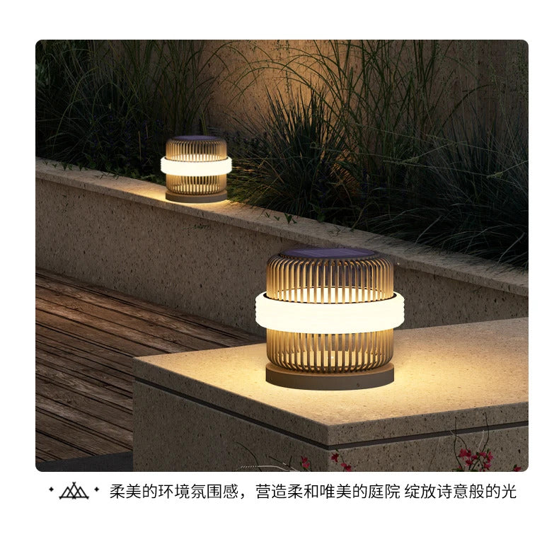 Outdoor wall column head lamps Waterproof solar floor lights  Pillar Wall lighting LED